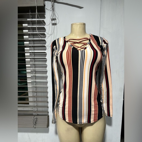 No Boundaries Multicolor Striped Long Sleeve Top - Picture 1 of 6